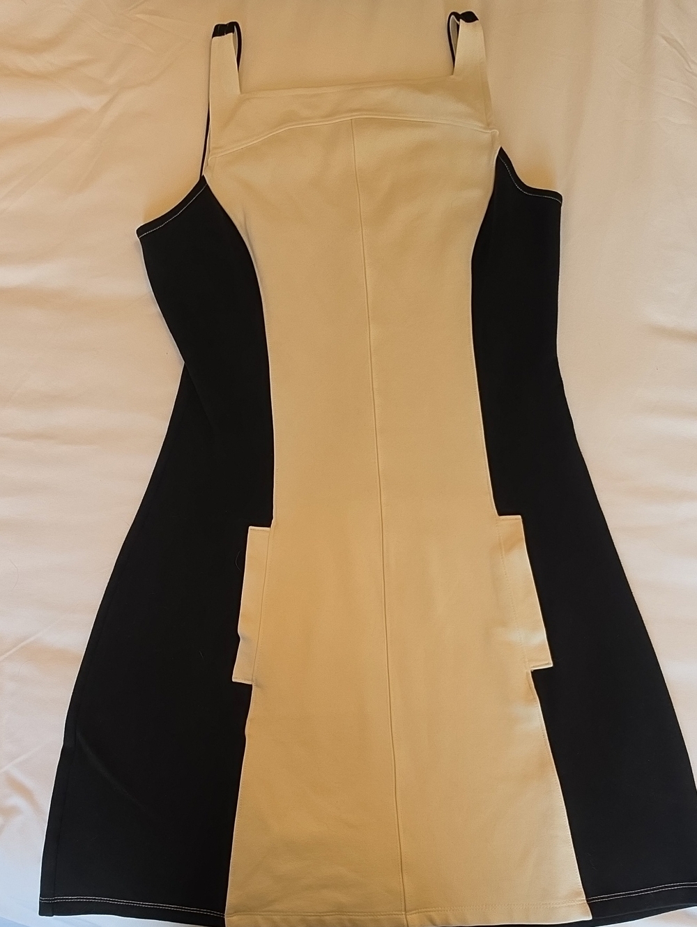 Maeve Black and Cream Colorblock Mini Dress